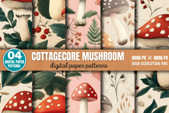 Download Cottagecore Mushroom Pattern - Cottagecore Collection