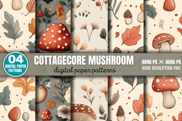 Download Cottagecore Mushroom Pattern - Cottagecore Collection