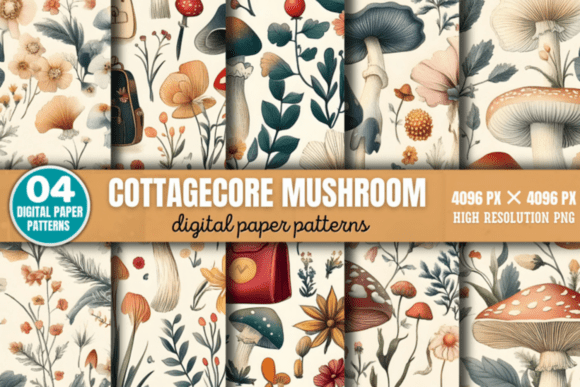 Download Cottagecore Mushroom Pattern - Cottagecore Collection