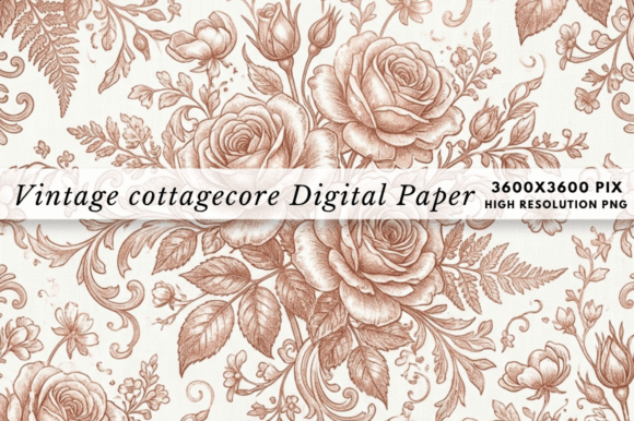 Download Vintage Cottagecore Flower Digital Paper - Cottagecore Collection