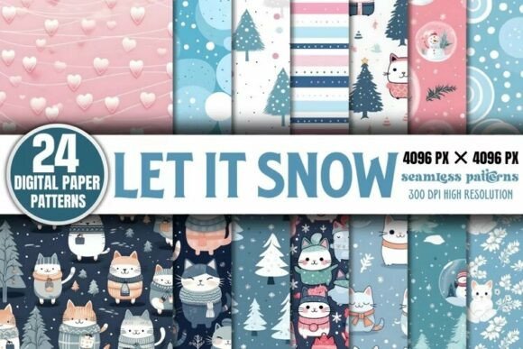 Download Let It Snow Digital Papers Bundle - Premium Resources