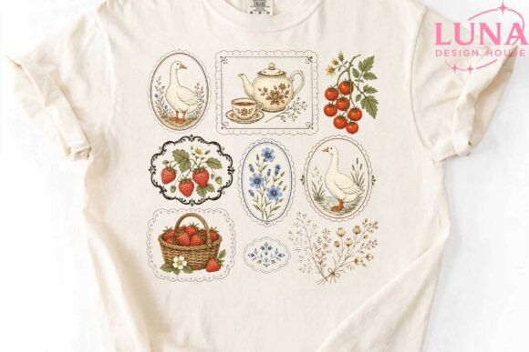 Download Cottagecore Goose Strawberry PNG Clipart - Cottagecore Collection
