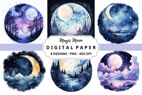 Download Watercolor Magic Moon Background - Moon background Collection