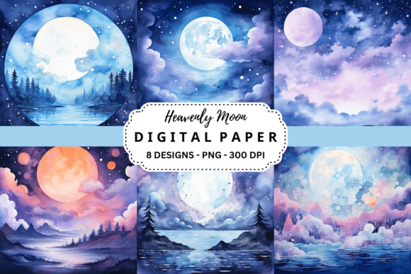 Download Watercolor Heavenly Moon Background - Moon background Collection