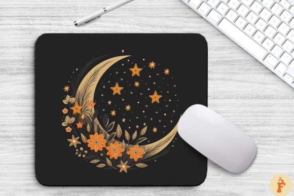 Download Floral Crescent Moon Background - Moon background Collection