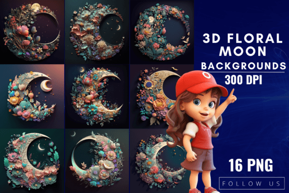 Download 3D Floral Moon Background - Moon background Collection