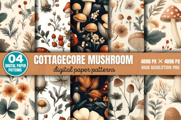 Download Cottagecore Mushroom Pattern - Cottagecore Collection