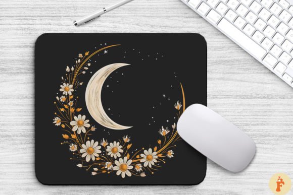 Download Floral Crescent Moon Background - Moon background Collection