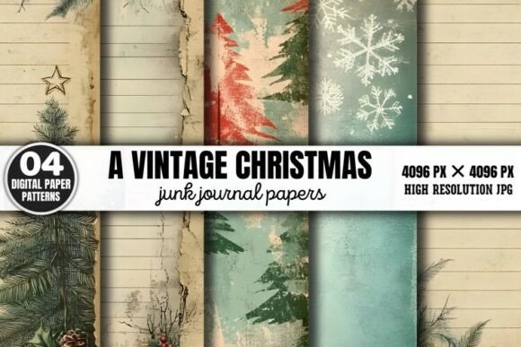 Download A Vintage Christmas Journal Digital Pape - Premium Resources