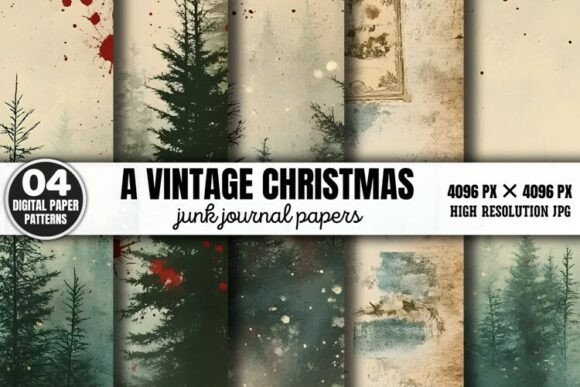 Download A Vintage Christmas Journal Digital Pape - Premium Resources