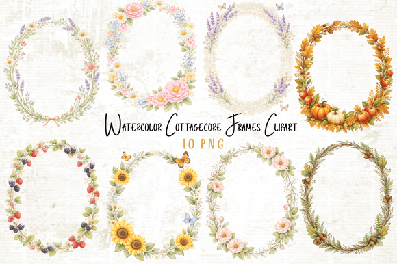 Download Watercolor Cottagecore Frames Clipart - Cottagecore Collection