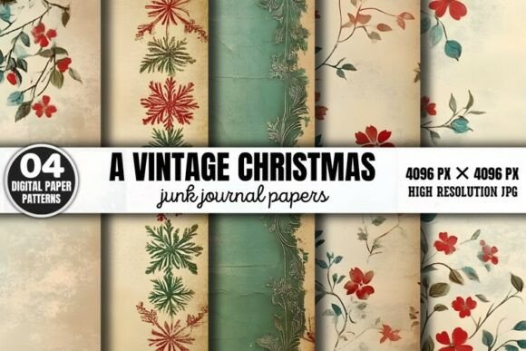 Download A Vintage Christmas Journal Digital Pape - Premium Resources
