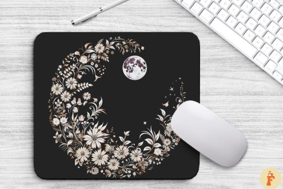 Download Floral Crescent Moon Background - Moon background Collection