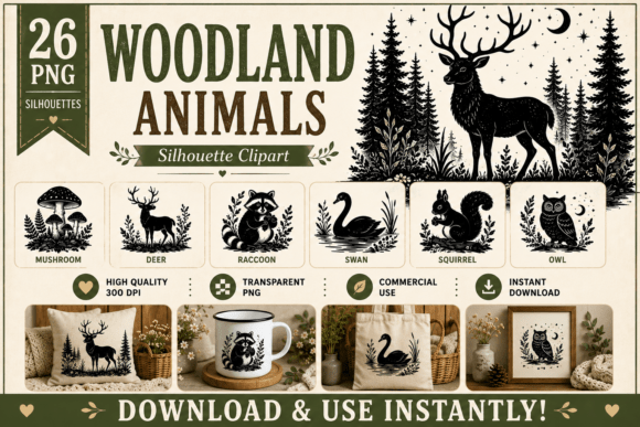 Download Cottagecore Woodland Animals Silhouette - Cottagecore Collection