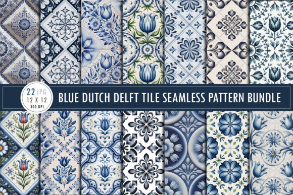 Download Blue Dutch Delft Tile Seamless Patterns - Tile Collection