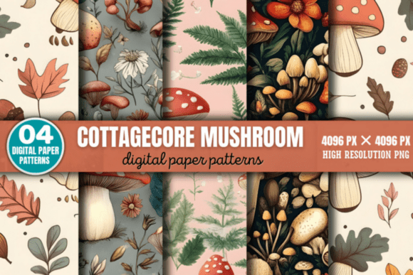 Download Cottagecore Mushroom Pattern - Cottagecore Collection