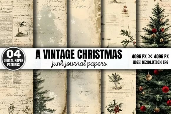 Download A Vintage Christmas Journal Digital Pape - Premium Resources
