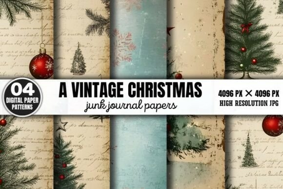 Download A Vintage Christmas Journal Digital Pape - Premium Resources