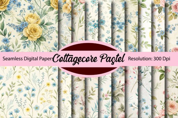 Download Cottagecore Pastel Digital Paper - Cottagecore Collection